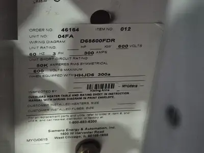 USED SIEMENS HHJD63F400