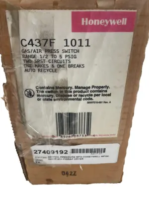 NEW HONEYWELL C437F 1011 GAS/AIR PRESSURE SWITCH C437F1011