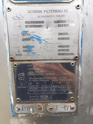 Filter, Pressure Leaf, 120 SF, Jkt, 316L S/st, Schenk, VTHL #S740473