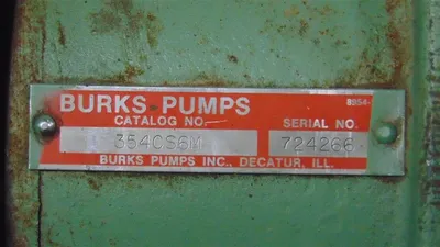 Burks Model 354CS6M Turbine Pump Assembly 1/2 HP 208-230/460V Used