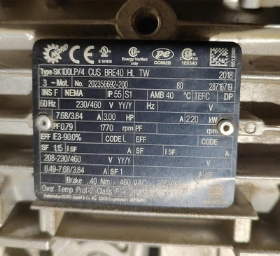 Used NORD SK100LP/4 BRE40 HL TW Gearmotors Kentucky US | Edwards Industrial Repair #1322360