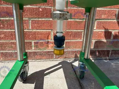 USED CHEMGLASS 10 LITER JACKETED GLASS REACTOR W/ CHEMGLASS DIGITAL OVERHEAD STIRRER