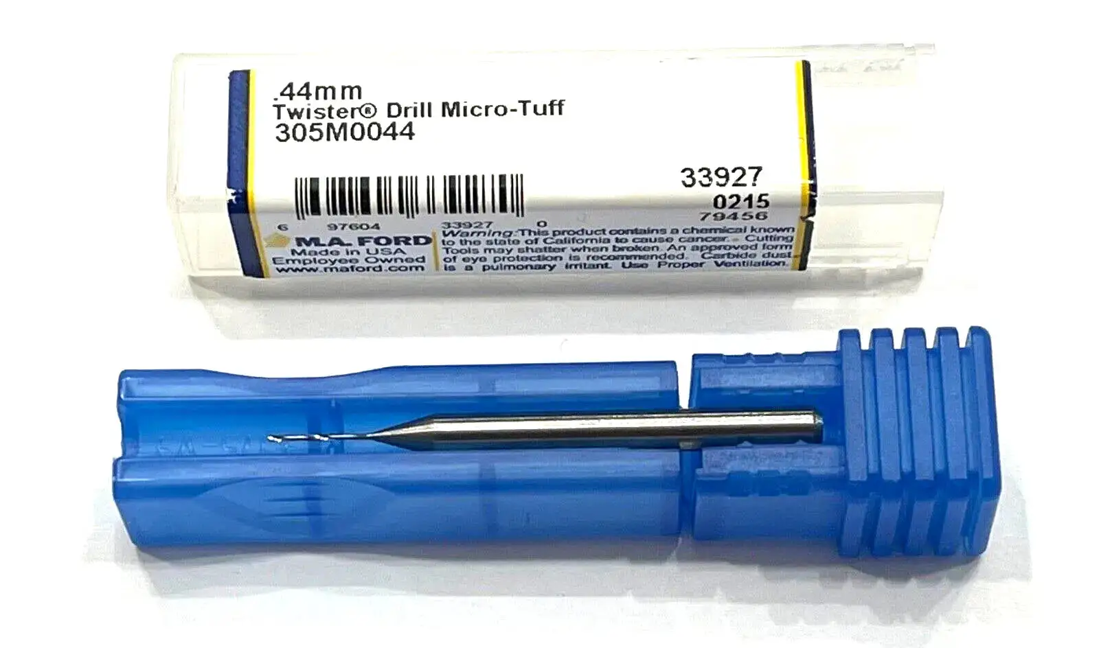 M.A. Ford .44mm Solid Carbide Drill 14xD 2 Flute 135° USA Made 305M0044