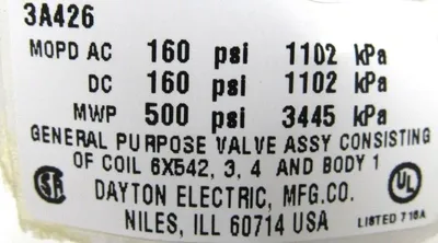 NEW DAYTON 3A426 SOLENOID VALVE