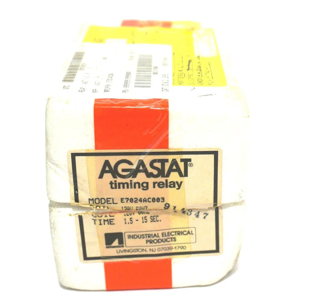 NEW AGASTAT E7024AC003 TIMING RELAY 1.5-15 SEC.