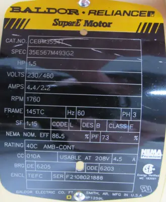 NEW BALDOR CEBM3554T BRAKE MOTOR 1.5HP 230/460V 1760RPM 145TC
