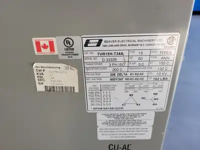 Used BEAVER TVR15H-T34A Transformers British Columbia CA | Lenmark #1426774