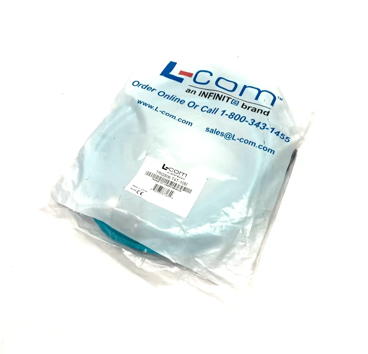 NEW L-COM ETHERNET CABLE ASSEMBLY D-CODED RJ45 TO M12 4-PIN