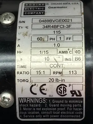 Used BODINE 34R4BFCI-3F Motors (misc) | Surplus Asset Holdings #1205113