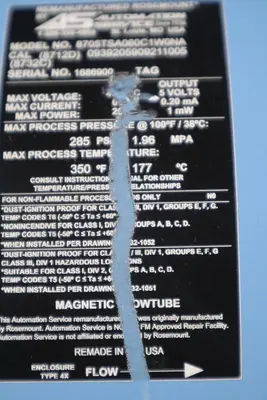 ROSEMOUNT 8705TSA060C1W0NA 40VDC 285PSI - STOCK CC-32
