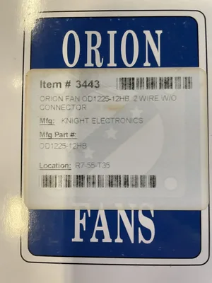 Orion OD1225-12HB 2 Wire 12V DC Fan 89CFM -NIB