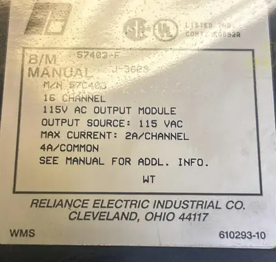 Used RELIANCE ELECTRIC 57C403 Input / Output Modules | Surplus Asset Holdings #1206091