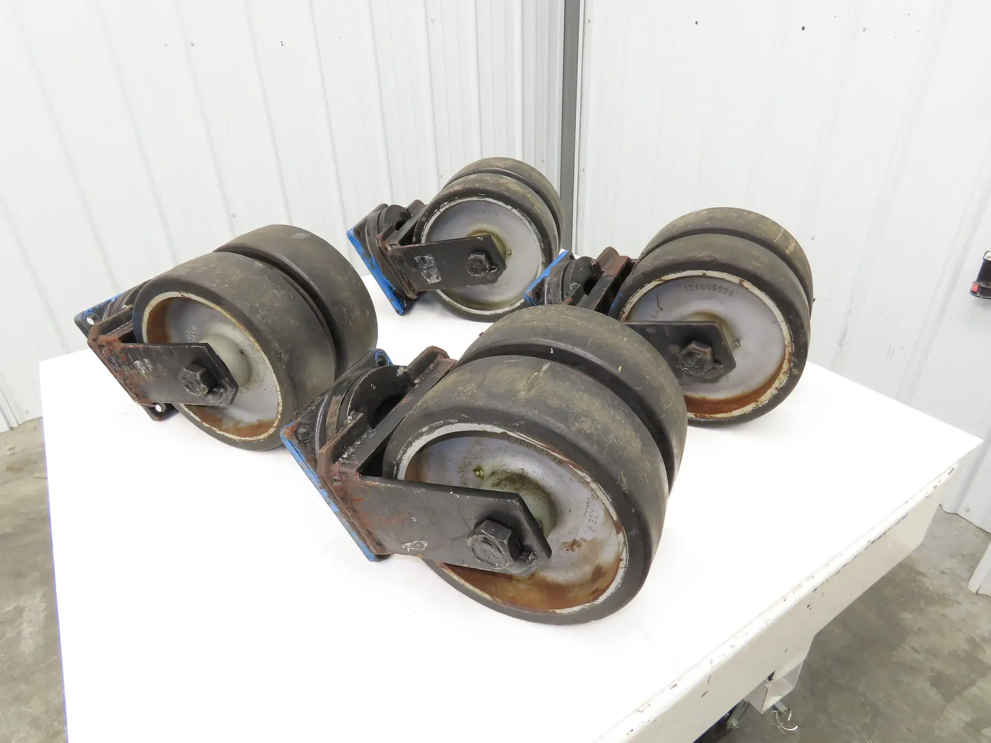 12x4" Swivel Plate Caster Polyurethane Dual Wheel Kingpinless  Set of 4