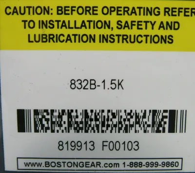 NEW BOSTON GEAR 832B-1.5K SPEED REDUCER 832B15K