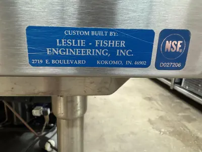 USED 2016 LESLIE FISHER ENGINEERING INC. STAINLESS STEEL CHILLER TABLE
