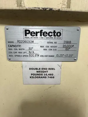 Used PERFECTO RD206030M Coil Reels and Straighteners Michigan US | Midwest Press and Automation #1548907