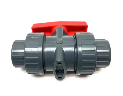 Double Union PVC Ball Valve, PN10, Gray, Threaded to Slip Sockets - New Other