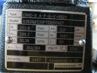 NEW Grundfos CRN5-9 A-P-G-V-HQQV