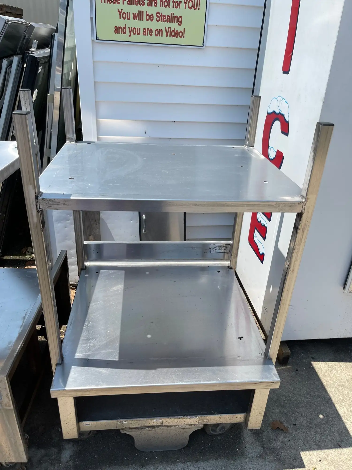 Used Pro Stainless Inc Used Stainless Commercial Equipment Double Oven Stand Stack with Caster Wheels - SS86 Oven Cabinets Illinois US | Falcon Restaurant Supply #1376128