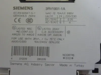 USED SIEMENS 3RV1 021-1AA10