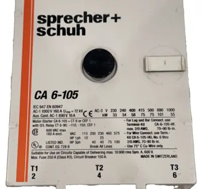 NEW SPRECHER & SCHUH CA6-105-11-120 CONTACTOR CA610511120