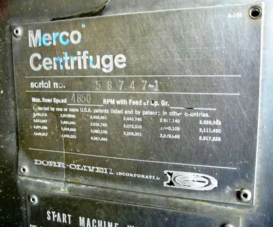 Dorr-Oliver C-18-DOF nozzle centrifuge - no bowl, no motor.