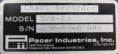 USED PACER INDUSTRIES 720-RA CHART RECORDER 720RA