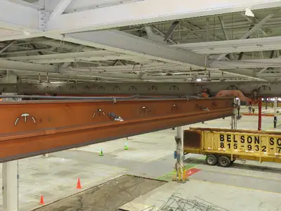 Cleveland Tramrail P&H 1 Ton Single Girder Underhung Bridge Crane 45' 10" Span