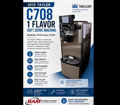 2015 Taylor C708 1 Flav Machine, 208-230v 1 Phase -Water Cooled-Complete-Working
