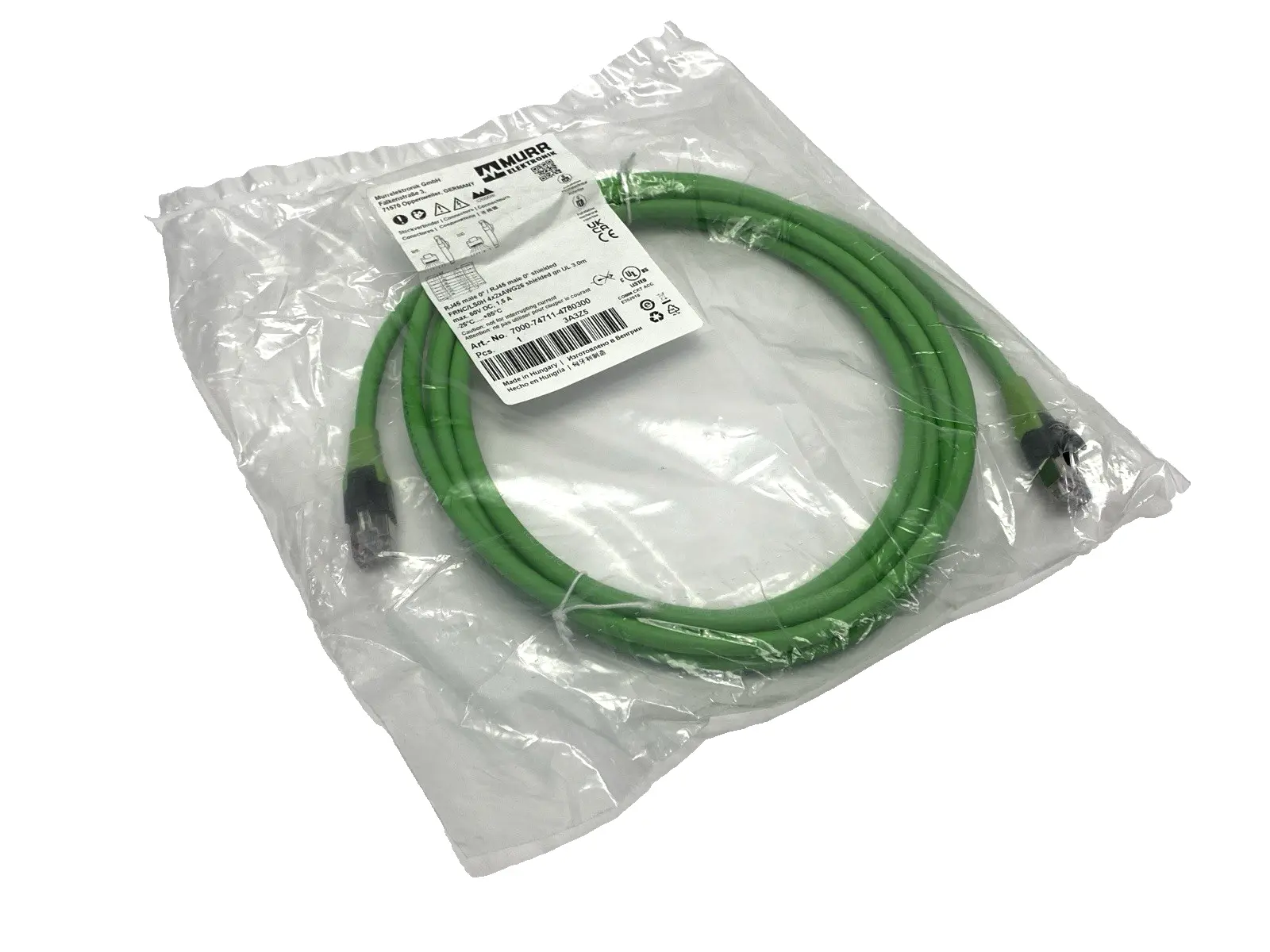 New | in-Stock Murrelektronik Double End Ethernet Cable, Male RJ45 4-Pole 3m Cable & Wire Michigan US | Maverick Industrial Sales #1460991