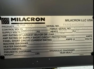 2015 MILACRON FANUC ALPHA-S50iA ROBOSHOT Injection Molding Horizontal/Vertical | Machinery Network (13)