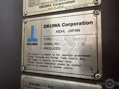 Used 2017 OKUMA MILLAC 761VII Vertical Machining Centers Illinois US | Perfection Global, LLC. #1371179