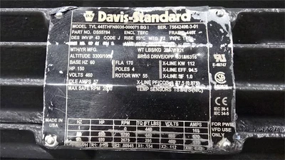 4.5" Merritt/Davis Standard Single Screw Extruder, Air Cooled 24:1 L/D Barrel, 150 HP AC Motor
