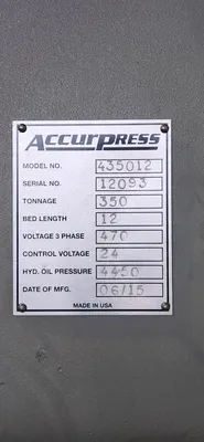 2015 ACCURPRESS EDGE 435012 Press Brakes | Fahey Machinery Co., Inc. (3)