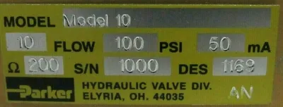 REFURBISHED PARKER MODEL10 SERVO VALVE
