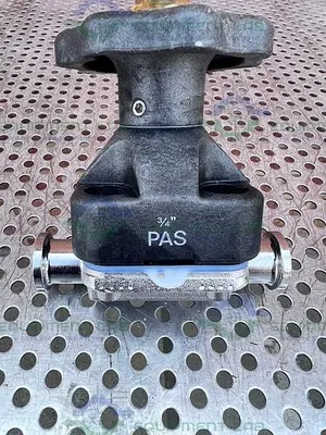 USED ITT PURE FLO .75-316L-RA15MAX-CWP150 DIAPHRAGM VALVE W/ 3/4" SANITARY FITTING