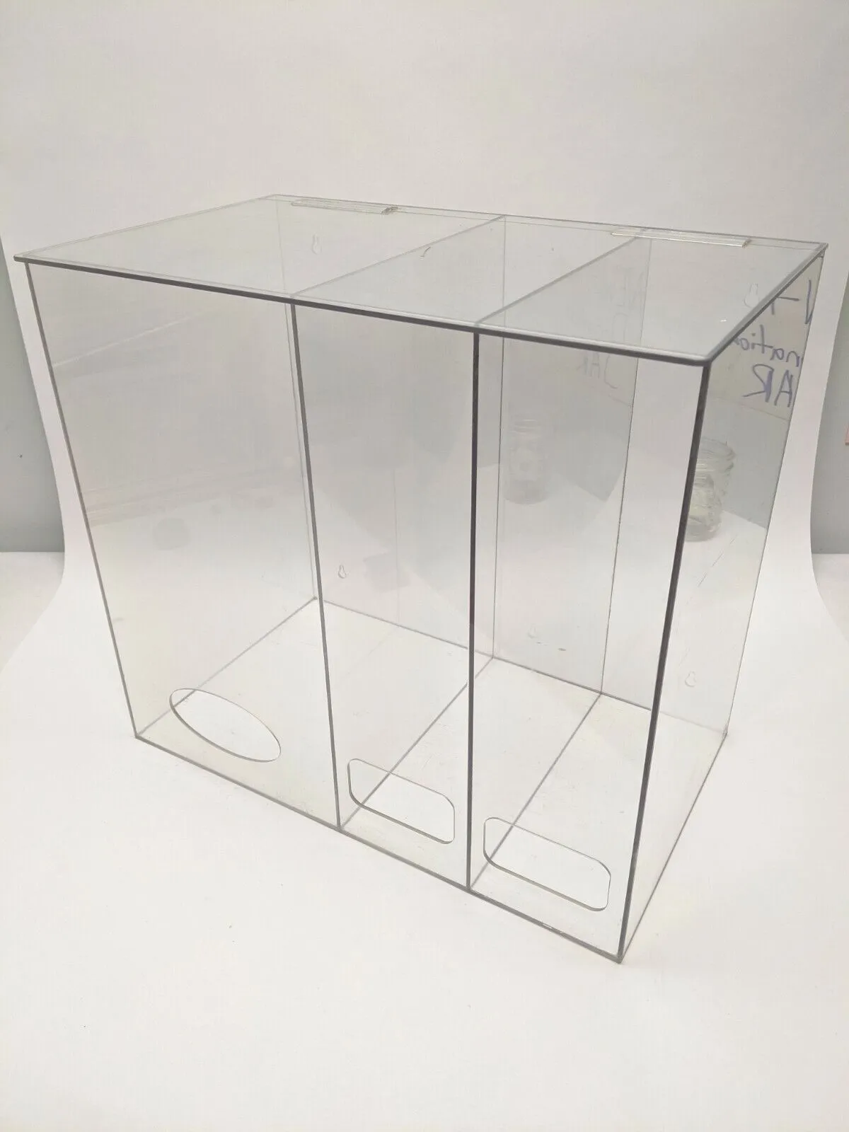 AK-1479 | AK 1479 Acrylic Shoe Cover Hairnet Dispenser 3 Compartment 18"x19-1/2"x11-1/2" - Used