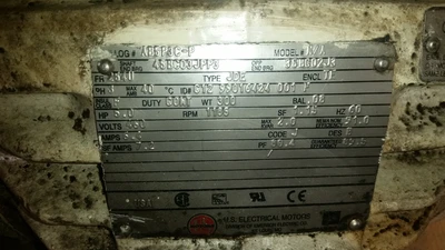 US Motors 3HP; 1185RPM; 460V; Frame: 254U; C12 99016424 001 F