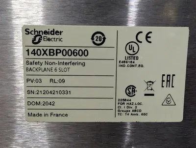Schneider / Modicon 140XBP00600 Safety Non-Interfering 6 Slot Backplane PV03 New NIB