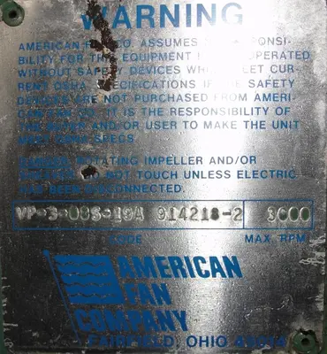 USED AMERICAN FAN CO VP-3-08S-19A