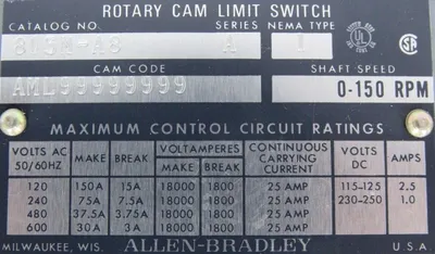 NEW ALLEN BRADLEY 803M-A8 ROTARY CAM LIMIT SWITCH 803MA8
