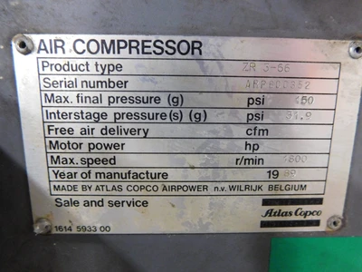 Used Atlas Copco ZR 3-66 Non-Lube Air Compressors Ohio US | Equipment Recovery Corp. #1331287