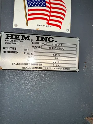 2012 HEM H130HA-DC Horizontal Band Saws (Automatic) | Myers Technology Co., LLC (4)