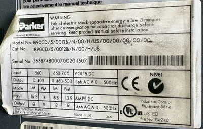 Parker 890CD/5/0012B/N/00/H/US/00/00/00/00/00 General Purpose AC Drives | ESS Industrial Equipment Sales (11)