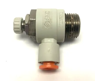AS3201FG-N03-07 | SMC  Speed/Flow Control Valve 1/4" Tube 3/8" NPT Thread Hex Meter -  Used