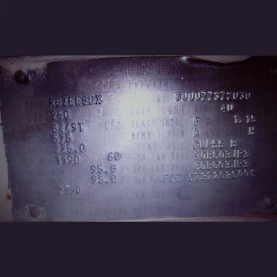 Siemens 250 HP Motor