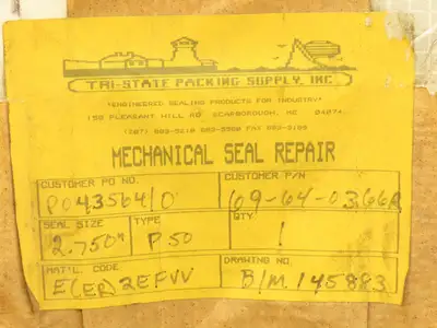 Flowserve GEB2754582B Dura Seal Mechanical Pump Seal 2-3/4" Bore  *Repaired*