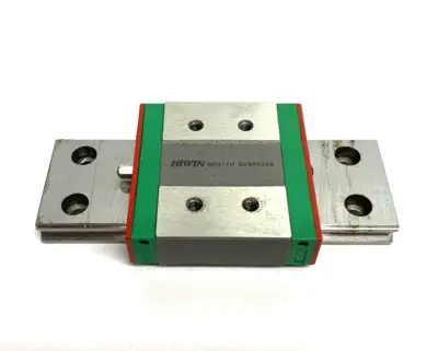 USED HIWIN LINEAR GUIDEWAY BLOCK AND RAIL, 1-BLOCK, 100MM RAIL