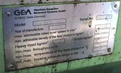 (4) Westfalia OSD 6-0196-067/5 fuel oil purifiers, SS.