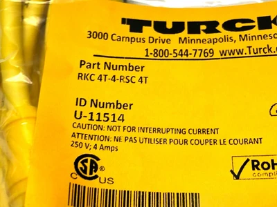 NEW TURCK EUROFAST DOUBLE-ENDED CORDSET M12 MALE TO FEMALE U-11514